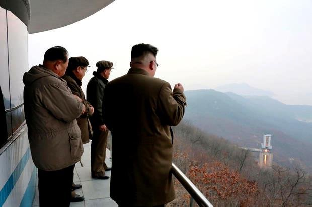 Jim Jong Un watched ground jet test of Korean style high thrust engine Pic KCNA Pyongyang 19 Mar 2017