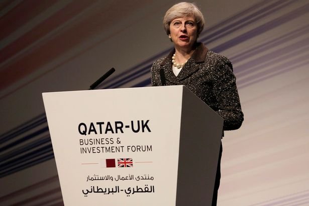 Theresa May, Prime Minister of UK speks at-Qatar-UK Business & Investment Forum Pic Birmingham Post