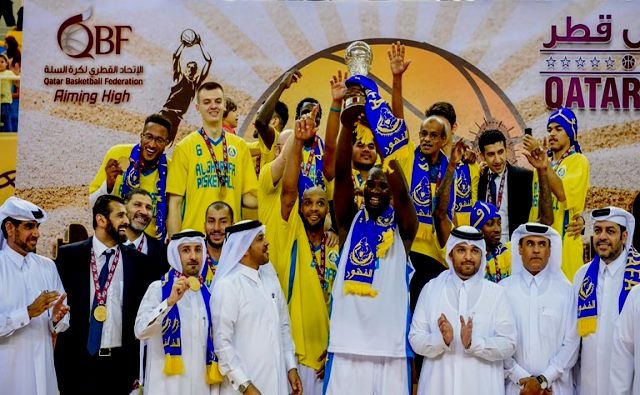 AlGharafa Basketball Team Celebrates Hat Trick Win on Friday 31 Mar 2017