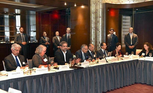 Prime Minister Shahid Khaqan Abbasi addressing the business community at a reception hosted by US-Pakistan Business Council