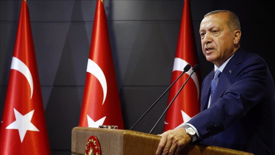 Turkish President and the leader of the Justice and Development Party Recep Tayyip Erdogan addresses press conference post elections Pic Anadolu