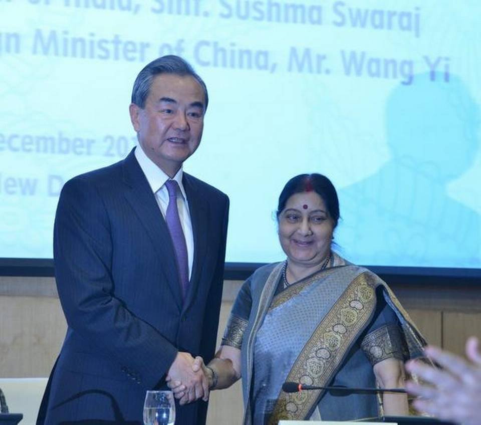 Sushma Swaraj with Wang Yi Pic The Hindu