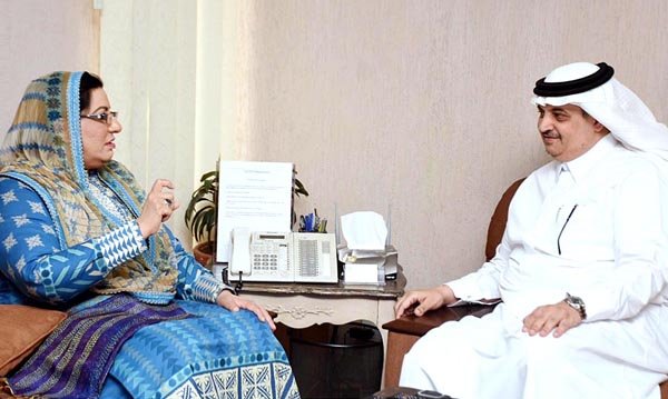 Special Assistant to Prime Minister Dr. Firdous Ashiq Awan in a meeting with Saudi Ambassador Nawaf Saeed Ahmad Al-Maliki. APP
