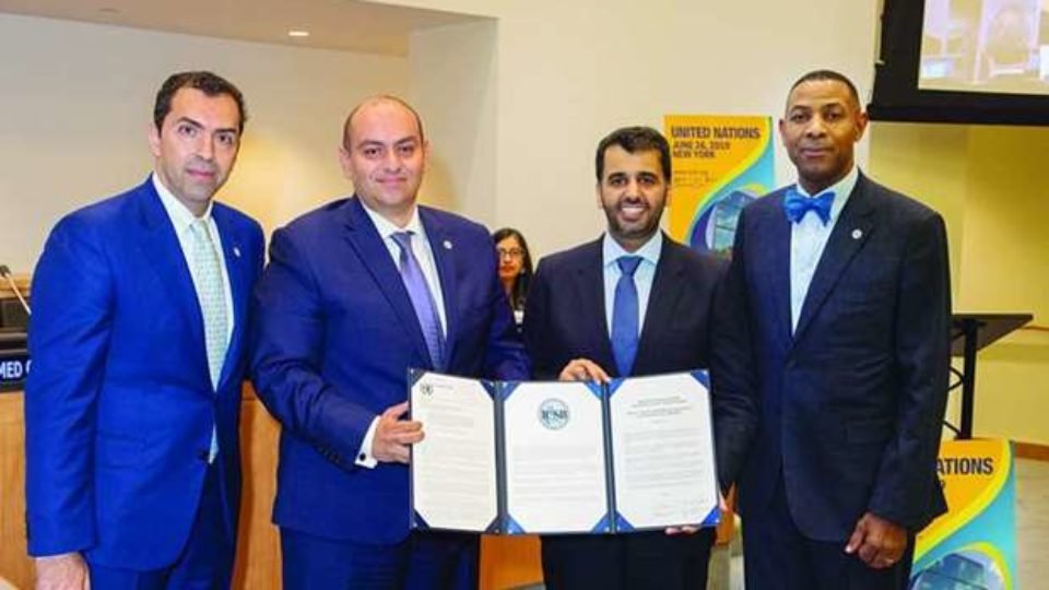 QDB CEO Abdulaziz bin Nasser al-Khalifa with other dignitaries on the sidelines of the ‘UN MSME Day’ celebrations in New York.