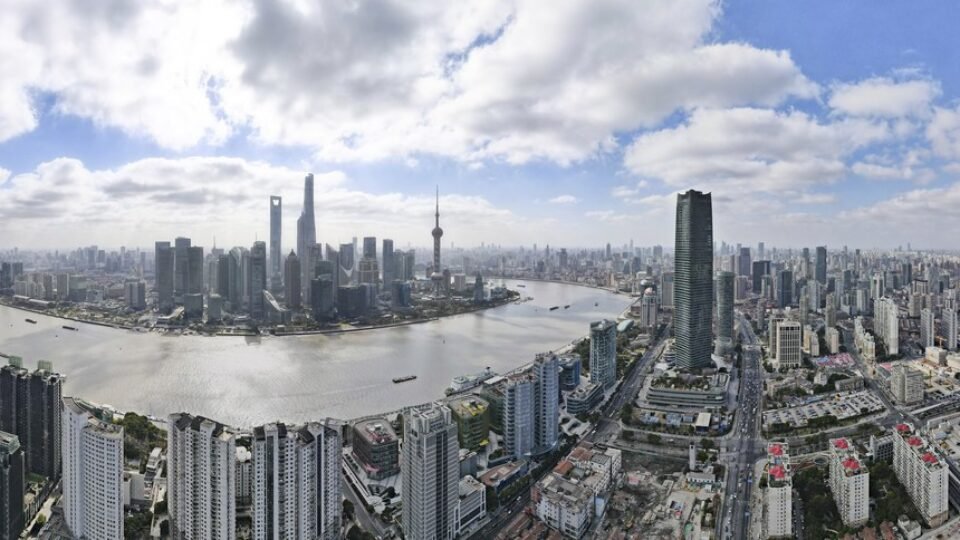 This aerial panoramic photo taken on Jan. 10, 2023 shows a view of Lujiazui area in the China (Shanghai) Pilot Free Trade Zone in east China’s Shanghai.