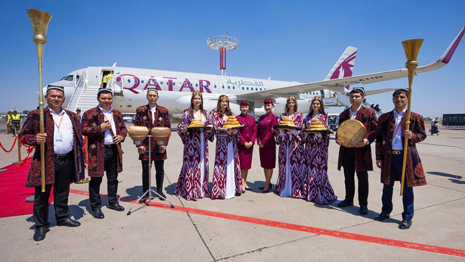 Qatar Airways Maiden Flight Lands at Tashkent Airport, Launches 4-Weekly Flights